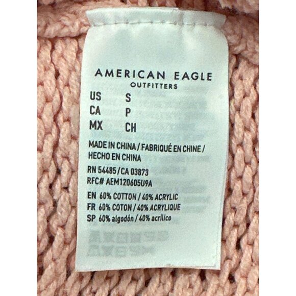 American Eagle Striped Knit Long Sleeve Sweater Pink Brown Cotton Acrylic Blend - Picture 6 of 10